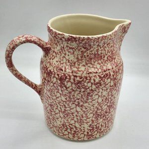 Workshop Gerald E Henn Roseville Pottery Spongeware Large 68 oz Pitcher Rose